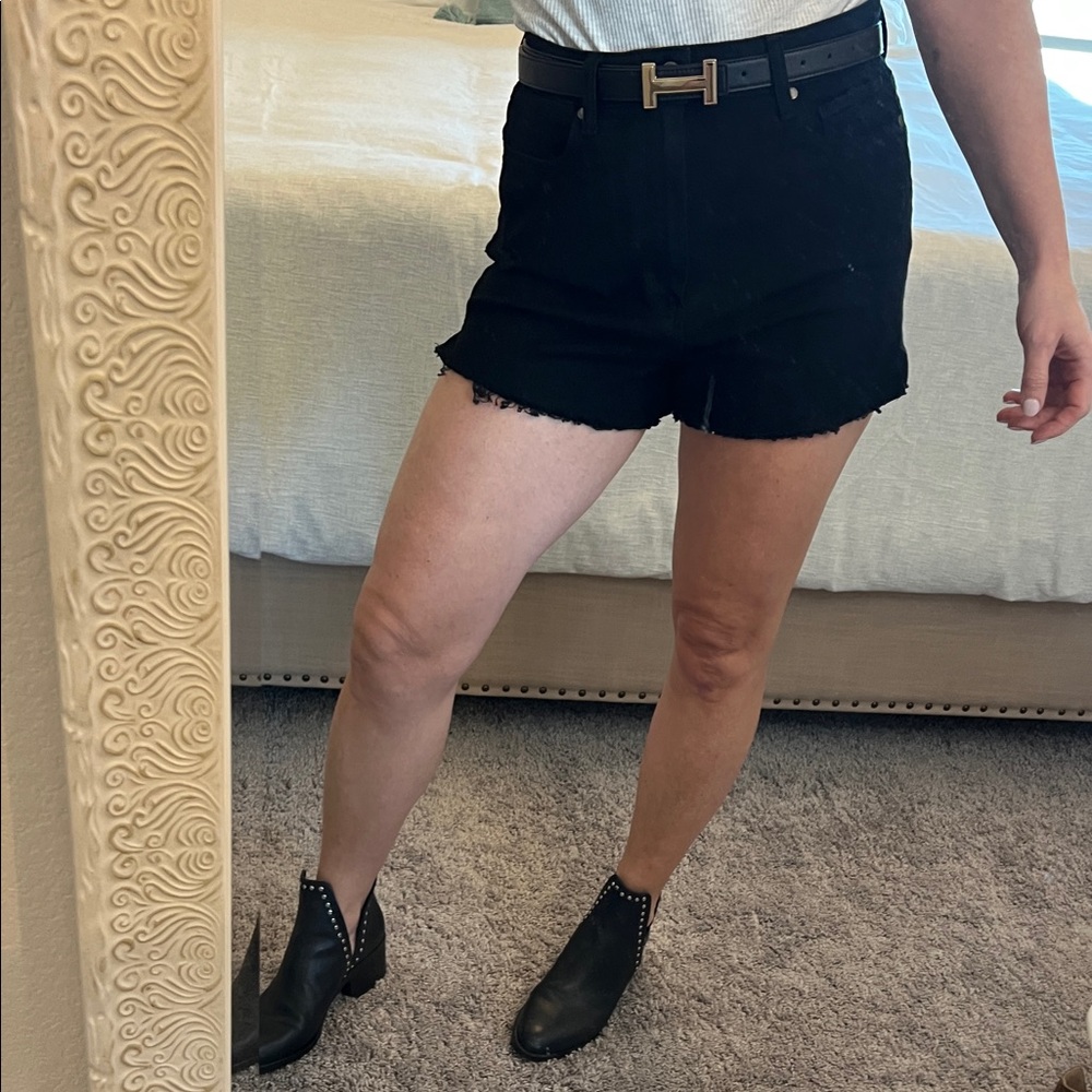 Paige Margot denim shorts black high waist sz30